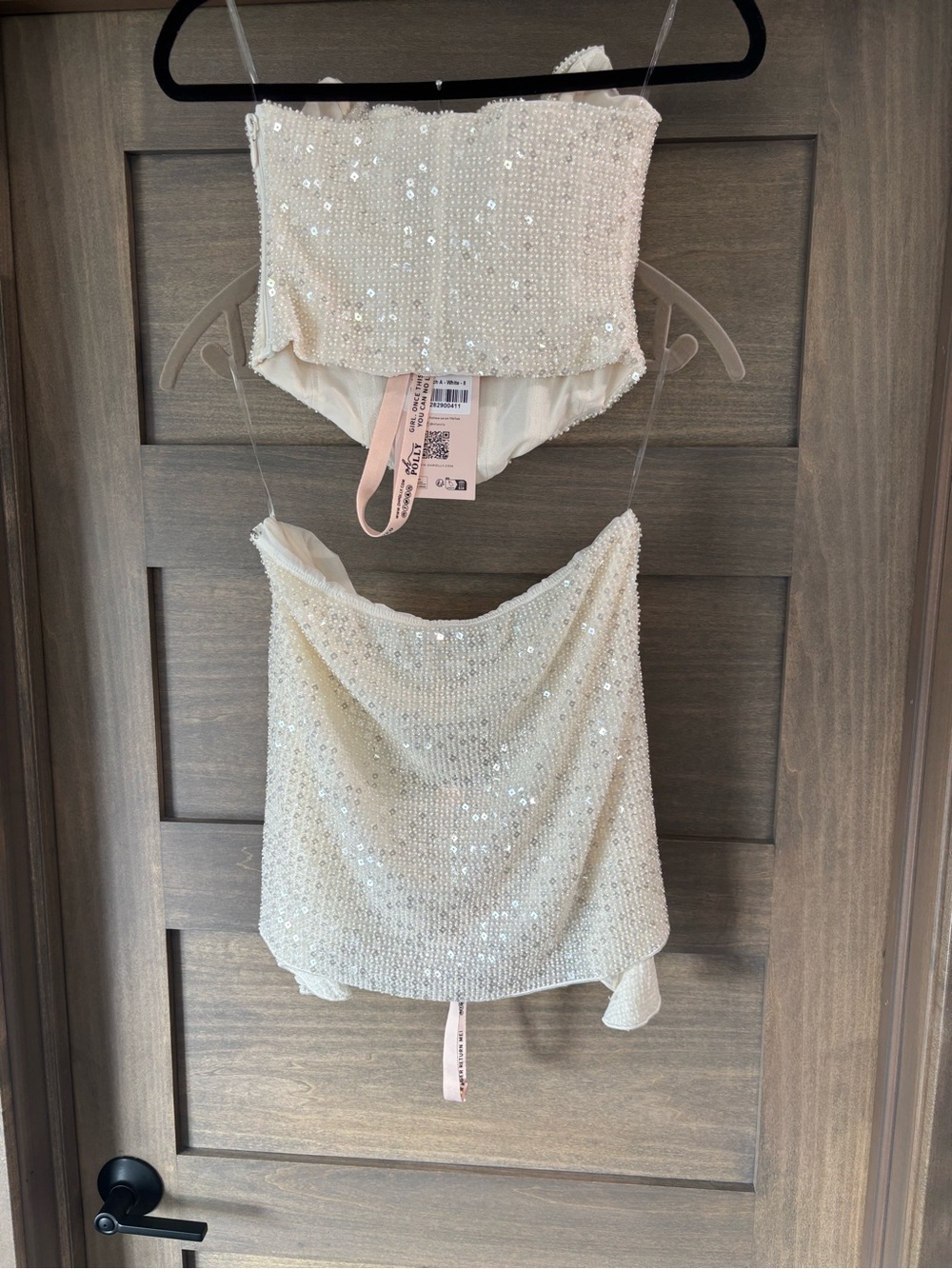 Oh Polly Ivory Mesh Bustier Top and Mini Skirt - Picture 2 of 9